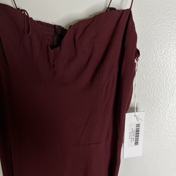 Reformation Juliette Tie Shoulder Midi Dress in Plum Red Purple NWT Size 8 - Picture 6 of 7